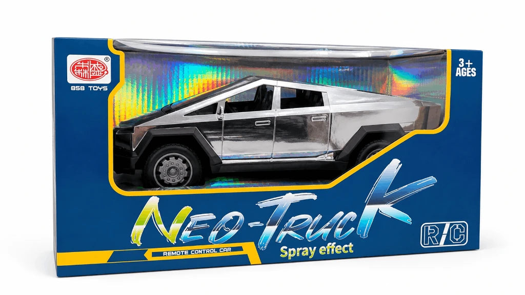 858 Toys Neo-Truck – Silver R/C Remote Control Car with Spray Effect and Futuristic Geometric Design (3+ Years)