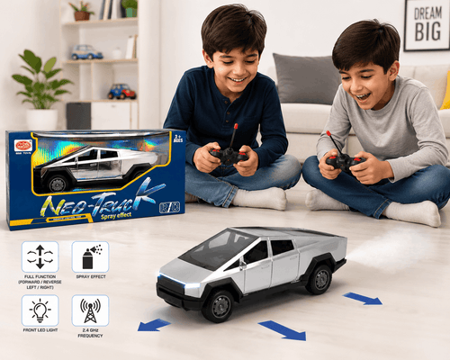 858 Toys Neo-Truck – Silver R/C Remote Control Car with Spray Effect and Futuristic Geometric Design (3+ Years)