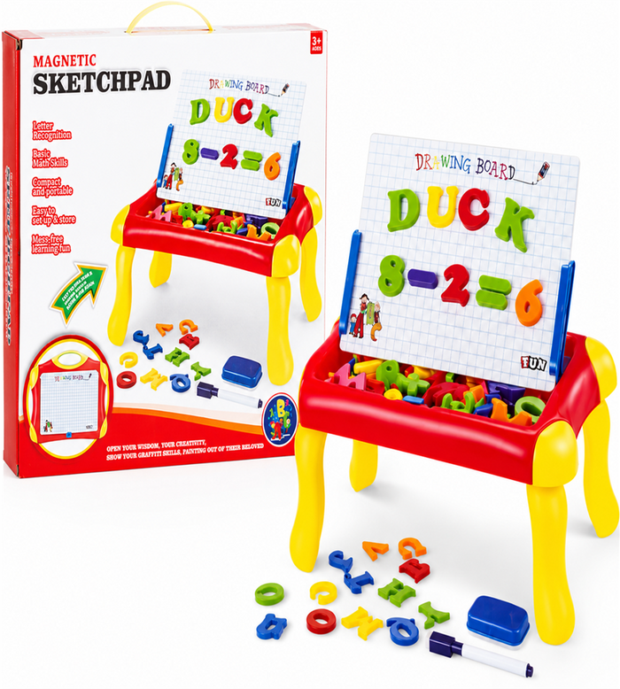 Magnetic Sketchpad Learning Table - Educational Drawing Board with Magnetic Letters and Numbers