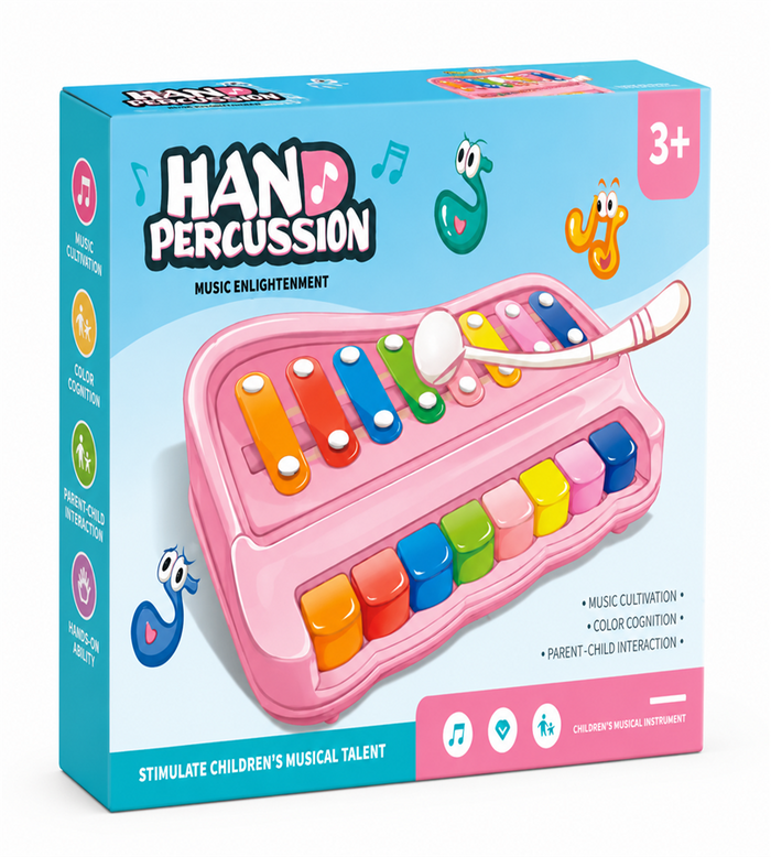 Hand Percussion Xylophone & Piano Combo – 2-in-1 Musical Enlightenment Toy with Mallet for Kids (3+ Years)