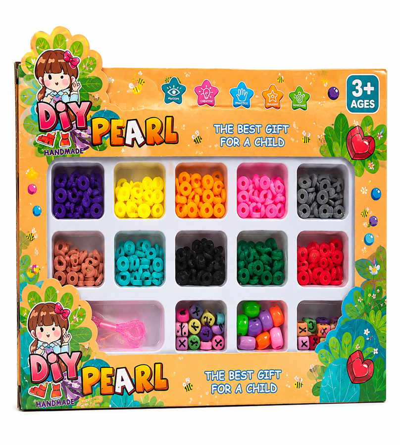 DIY Pearl Bracelet Making Kit - Kids Colorful Beaded Jewelry Craft Set