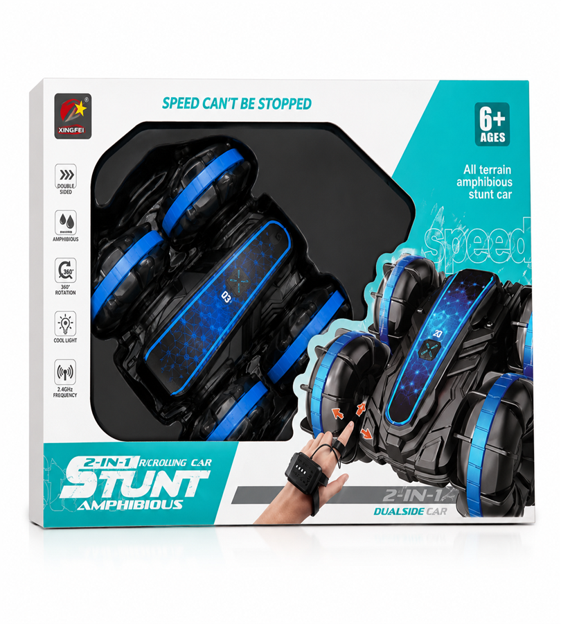 Xingfei 2-in-1 RC Rolling Amphibious Stunt Car - Dual-Side All-Terrain Remote Control Vehicle with Gesture Sensing