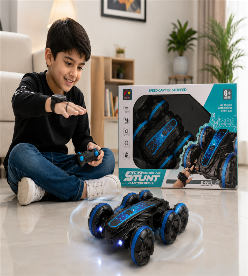 Xingfei 2-in-1 RC Rolling Amphibious Stunt Car - Dual-Side All-Terrain Remote Control Vehicle with Gesture Sensing