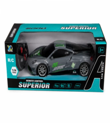 Superior Remote Control Car – 1:14 Scale Gray Racing Sport R/C Vehicle with Flash Lights and 27MHz Controller (3+ Years)