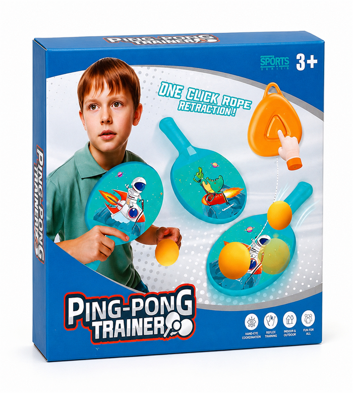 Hanging Ping-Pong Trainer – Solo Indoor and Outdoor Rebound Table Tennis Training Set with Adjustable Cord and Racket (3+ Years)