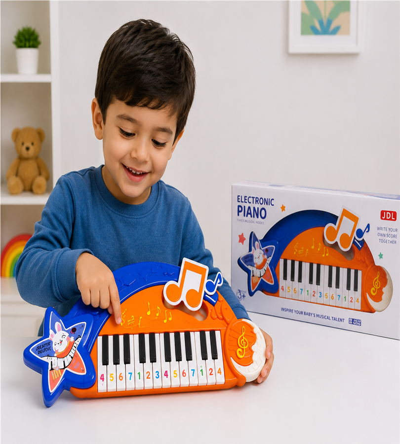 JDL Electronic Piano – Kids Musical Keyboard Toy with 3 Musical Modes, Numbered Keys, and Creative Star Design (3+ Years)