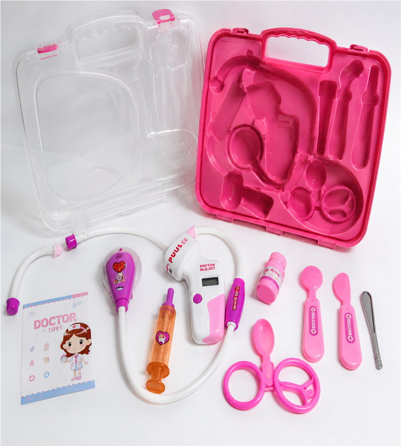 Doctor M.D. Set – Kids Pretend Medical Kit and Doctor Play Set in Portable Pink Storage Carry Case