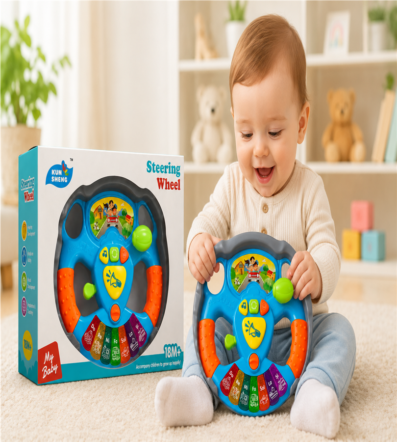 Musical Steering Wheel Toy - Interactive Driving Dashboard and Piano Learning Toy for Kids