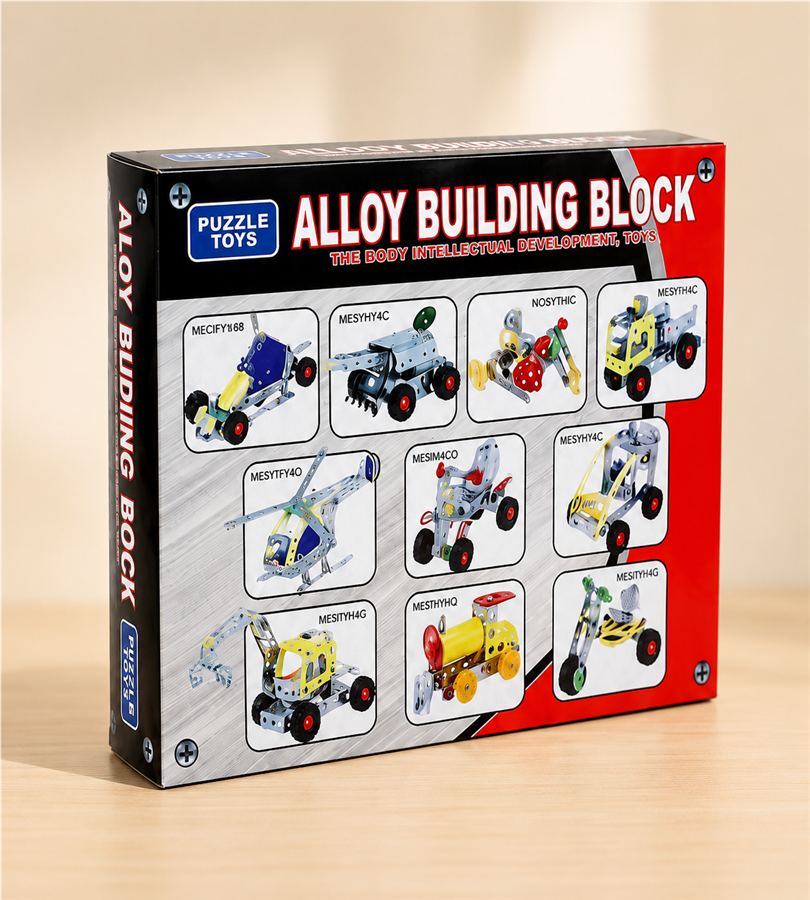 Alloy Building Block DIY Metal Construction Set - STEM Educational Vehicle Assembly Kit with Tools for Kids
