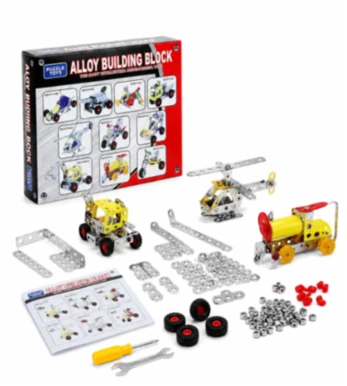 Alloy Building Block DIY Metal Construction Set - STEM Educational Vehicle Assembly Kit with Tools for Kids