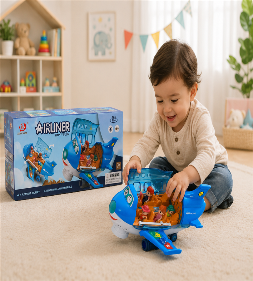 Kids Toy Airplane with Passenger Figures | Airliner Happy Fun Plane
