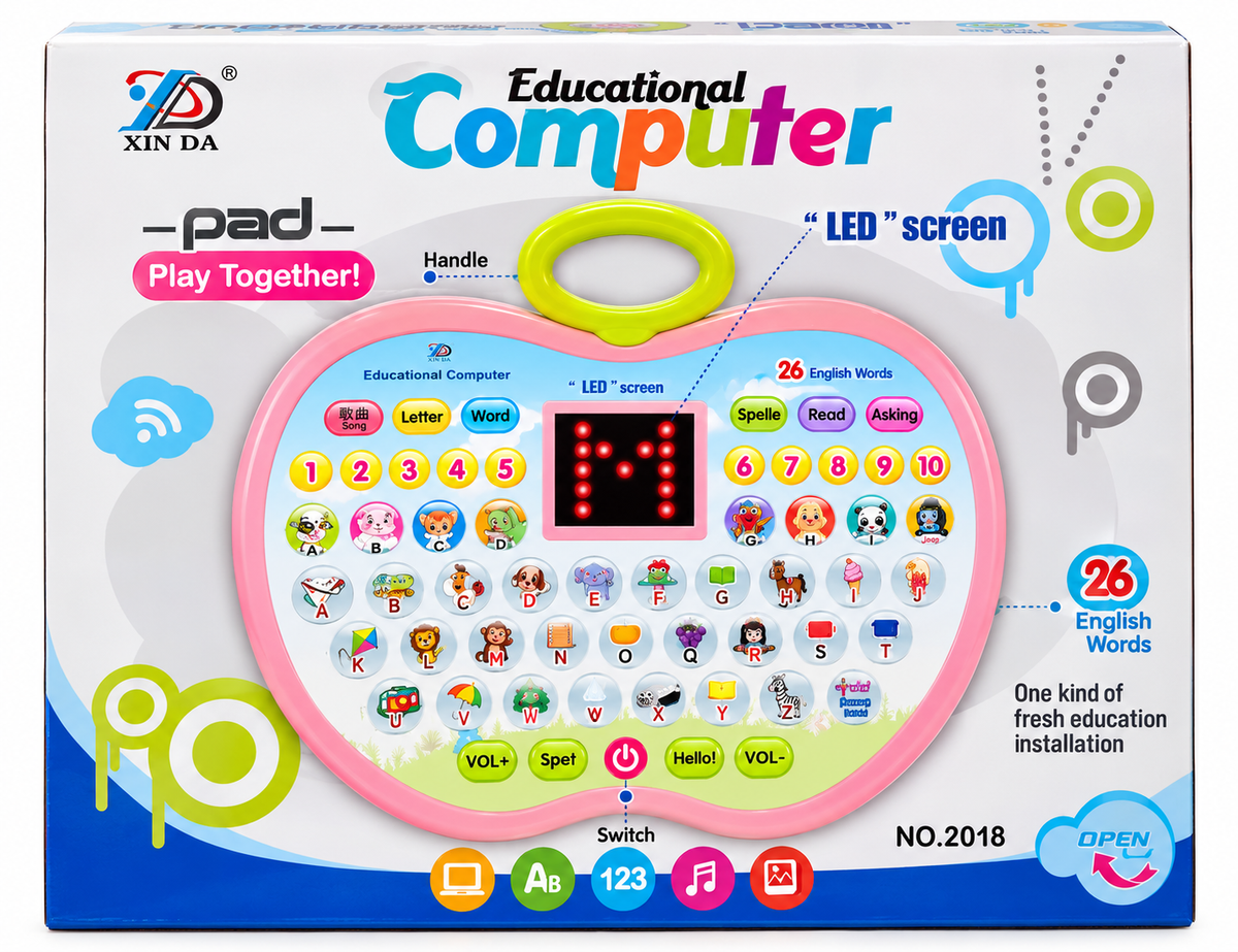 Educational Computer Learning Toy for Kids | Interactive Learning Pad with LED Screen, ABC, Words, Numbers, Music & Games