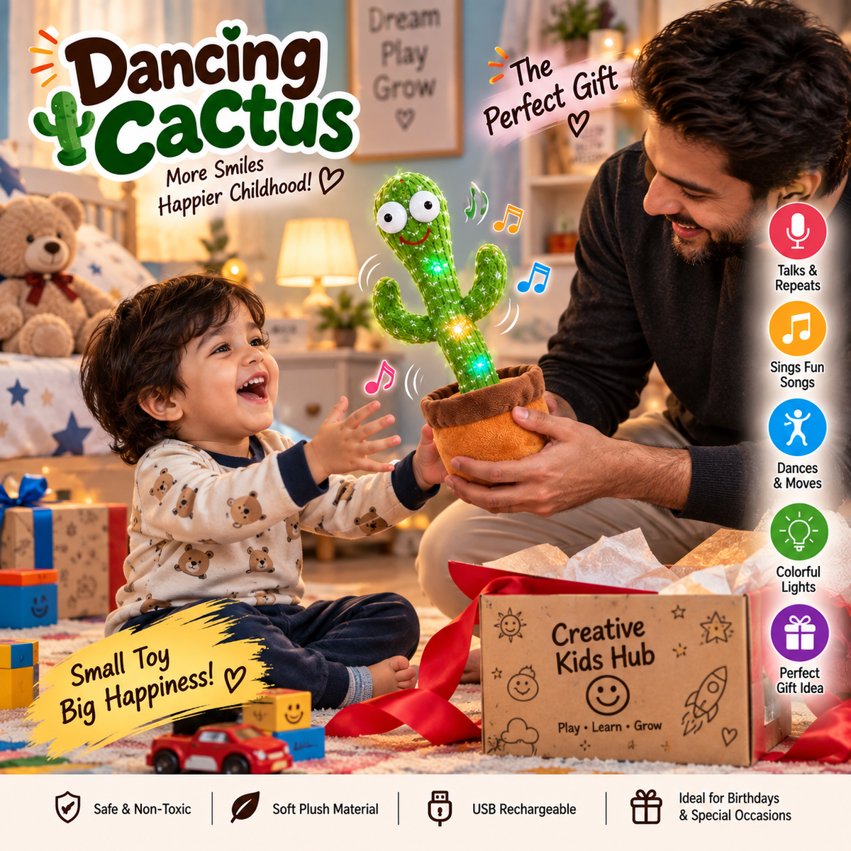 Dancing Talking Cactus Toy with USB Charge