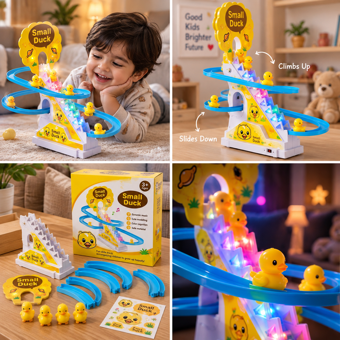 Duck Climbing Stairs Toy | Interactive Slide Track with Music, Lights & Cute Ducks