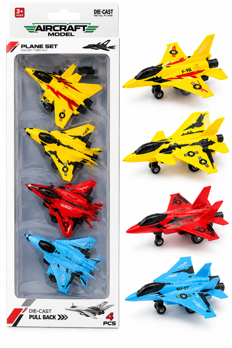 Pull Back Fighter Jet Toy Set – Colorful Aircraft Models for Kids