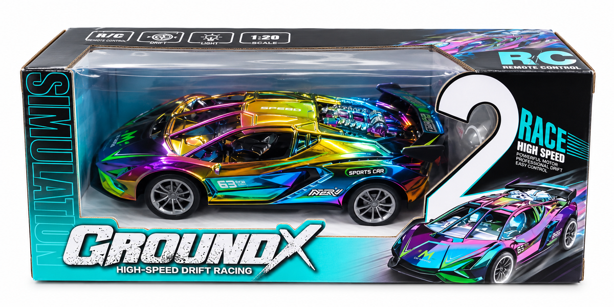 S3 GROUNDX 1:16 RC Racing Sports Car | 2.4GHz 4WD Remote Control Car with LED Lights