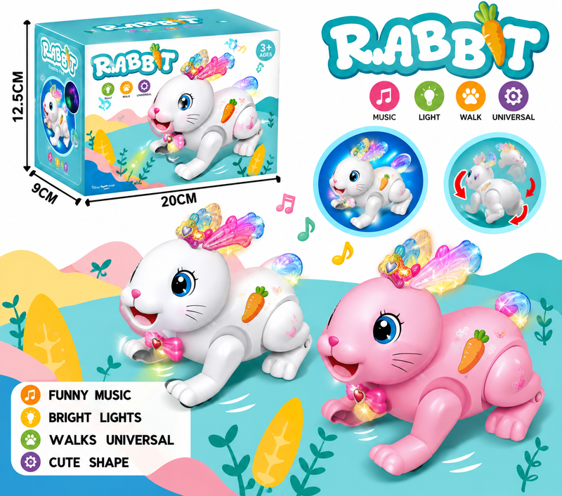 Cute Electric Rabbit Toy for Kids – Walking Rabbit with Colorful Lights & Music | Interactive Pet Toy