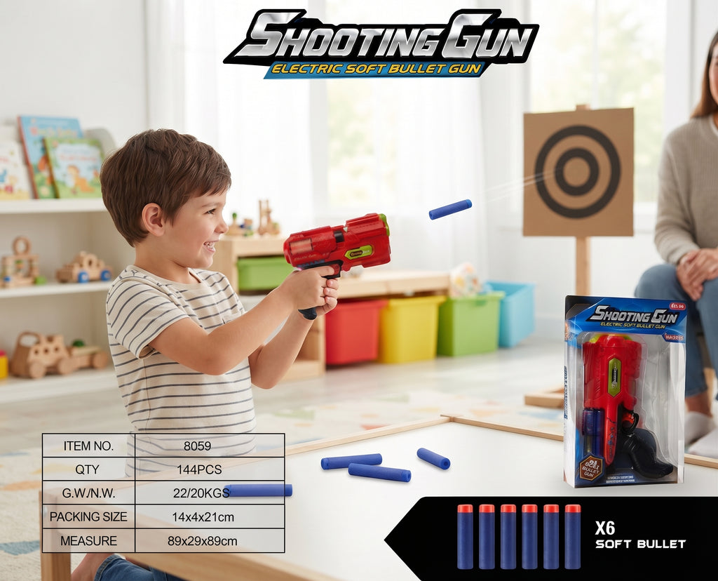 Soft Bullet Toy Gun for Kids – Foam Dart Blaster with 6 Soft Bullets