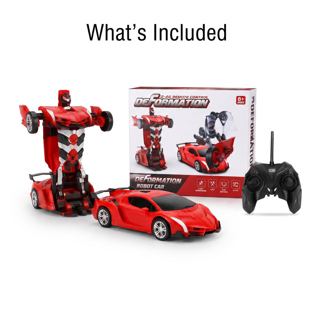 2.4G Remote Control Transforming Robot Car | One-Key Deformation RC Sports Car Toy for Kids