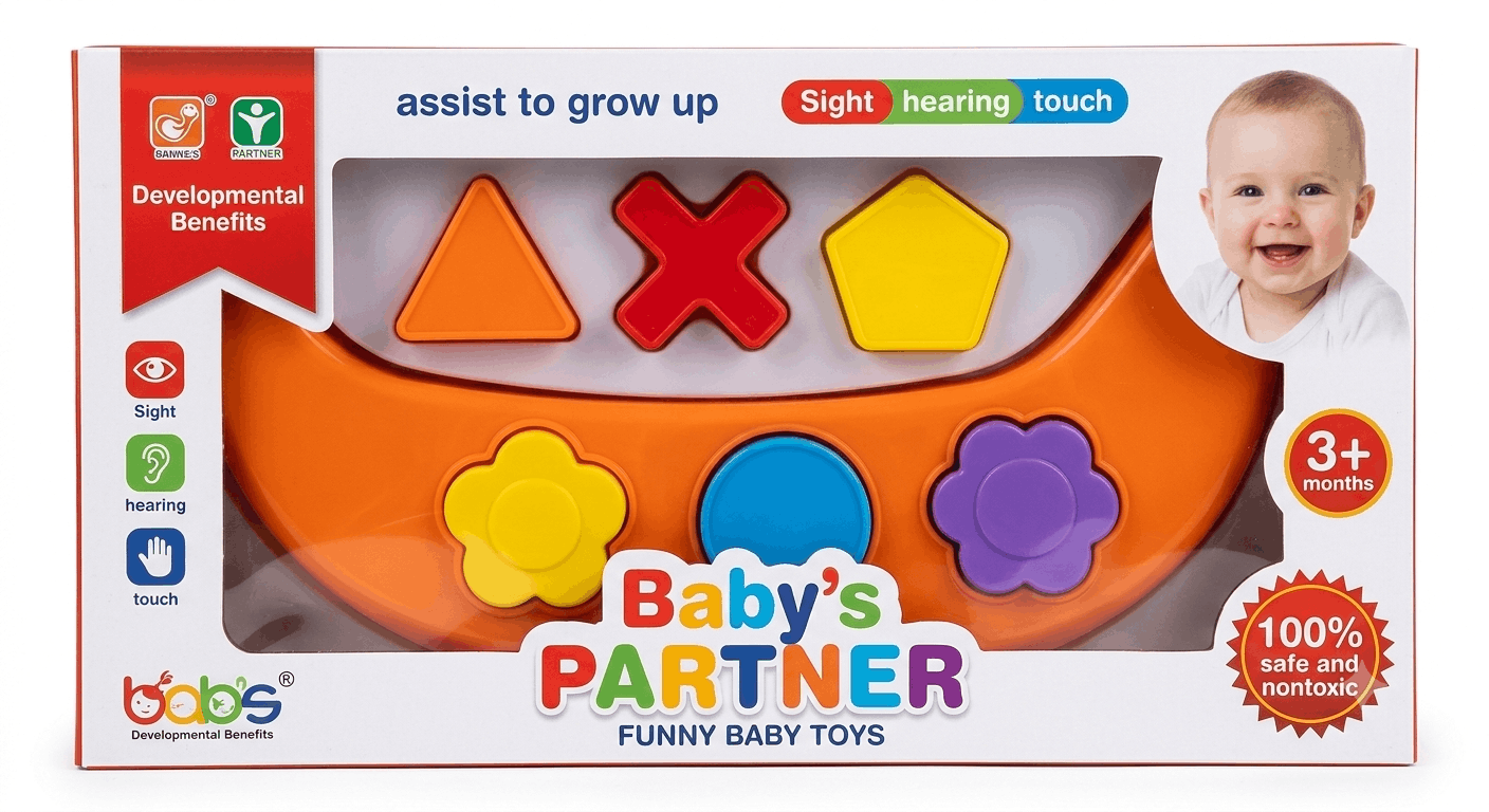 Baby's Partner Shape Sorting Rocker – Infant Sensory Learning and Developmental Toy for Babies (3+ Months)