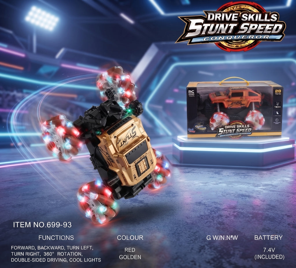 Drive Skills RC Stunt Car – 2.4GHz Double-Sided 360° Rotating Remote Control Car
