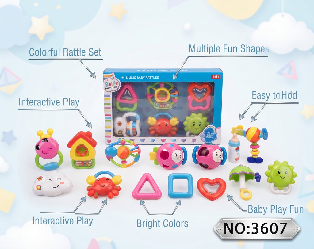 Music Baby Rattles Set NO:3607 – Colorful Infant Interactive Toy Collection