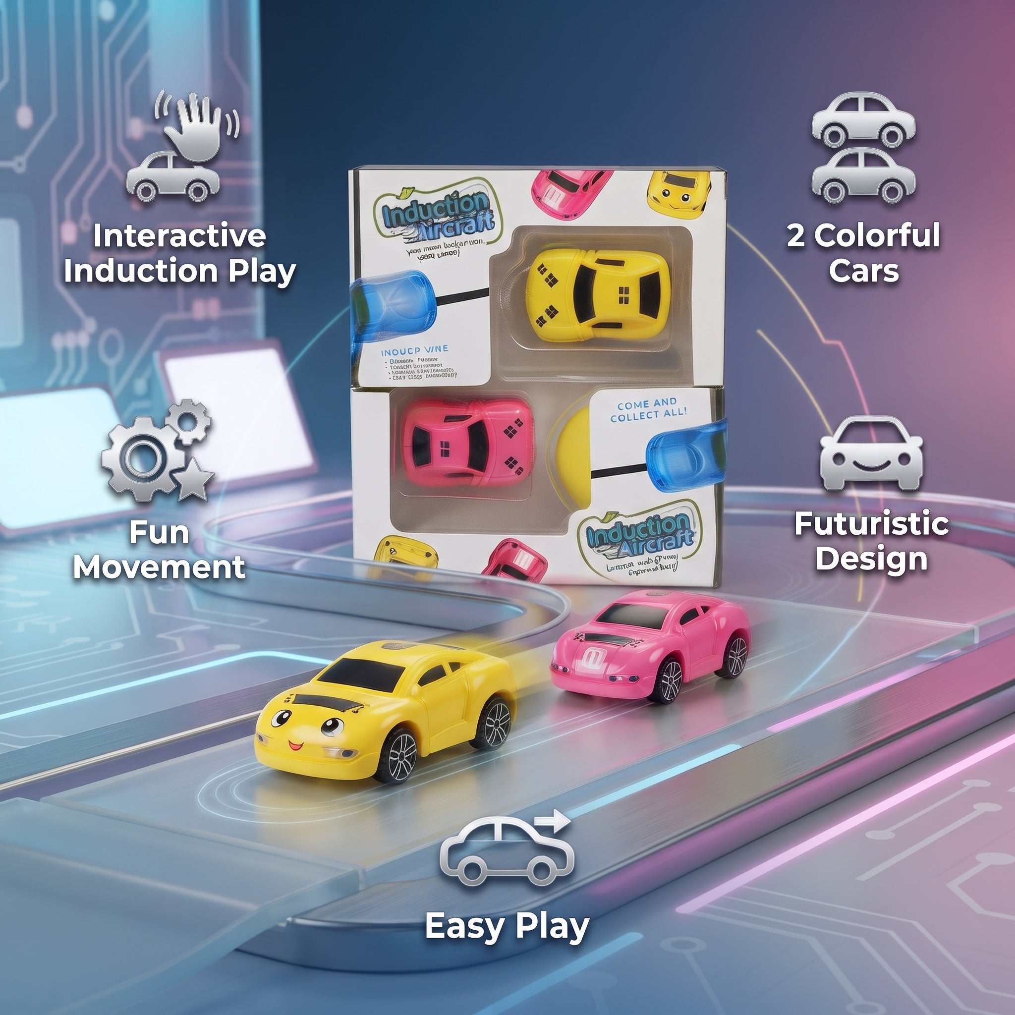 Induction Aircraft Toy Car Set – Interactive Moving Cars for Kids