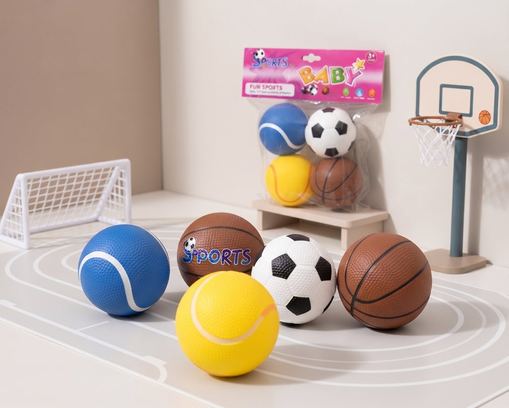 4PCS Sports Baby Soft Ball Set – Colorful Textured Sports Balls for Kids