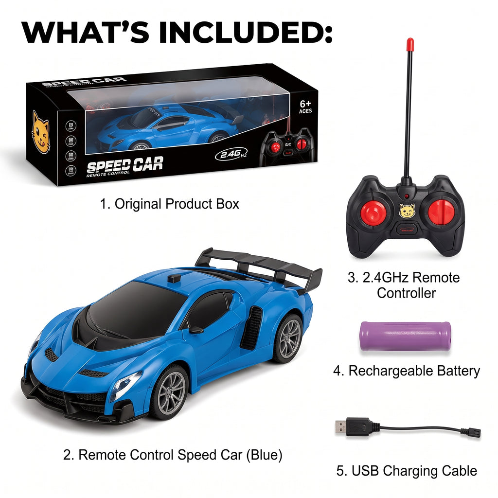 2.4GHz Remote Control Speed Car | Rechargeable RC Racing Sports Car with Controller