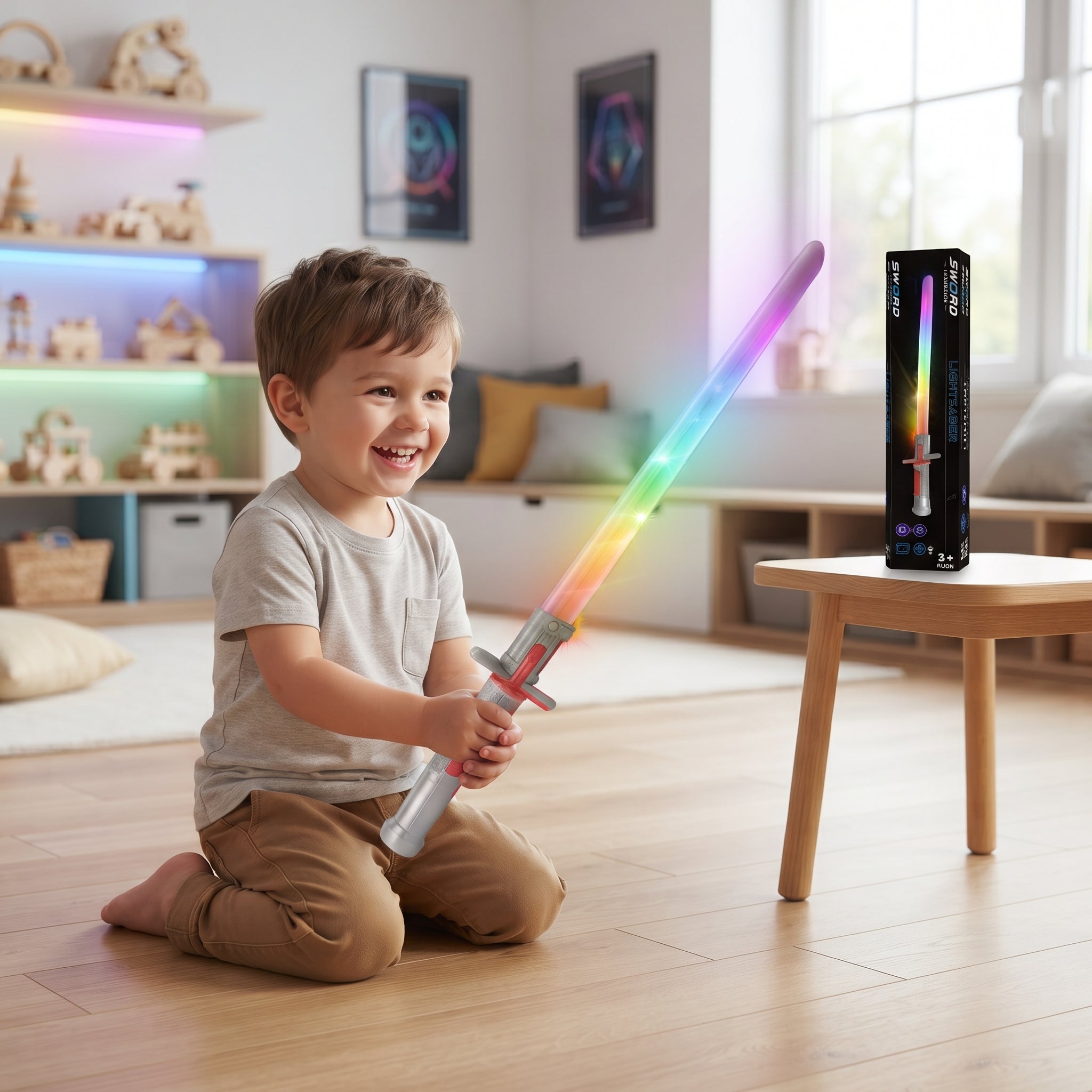 SWORD Light Saber Toy with Sound, Light & Vibration | Multicolor Optical Fiber Sword for Kids