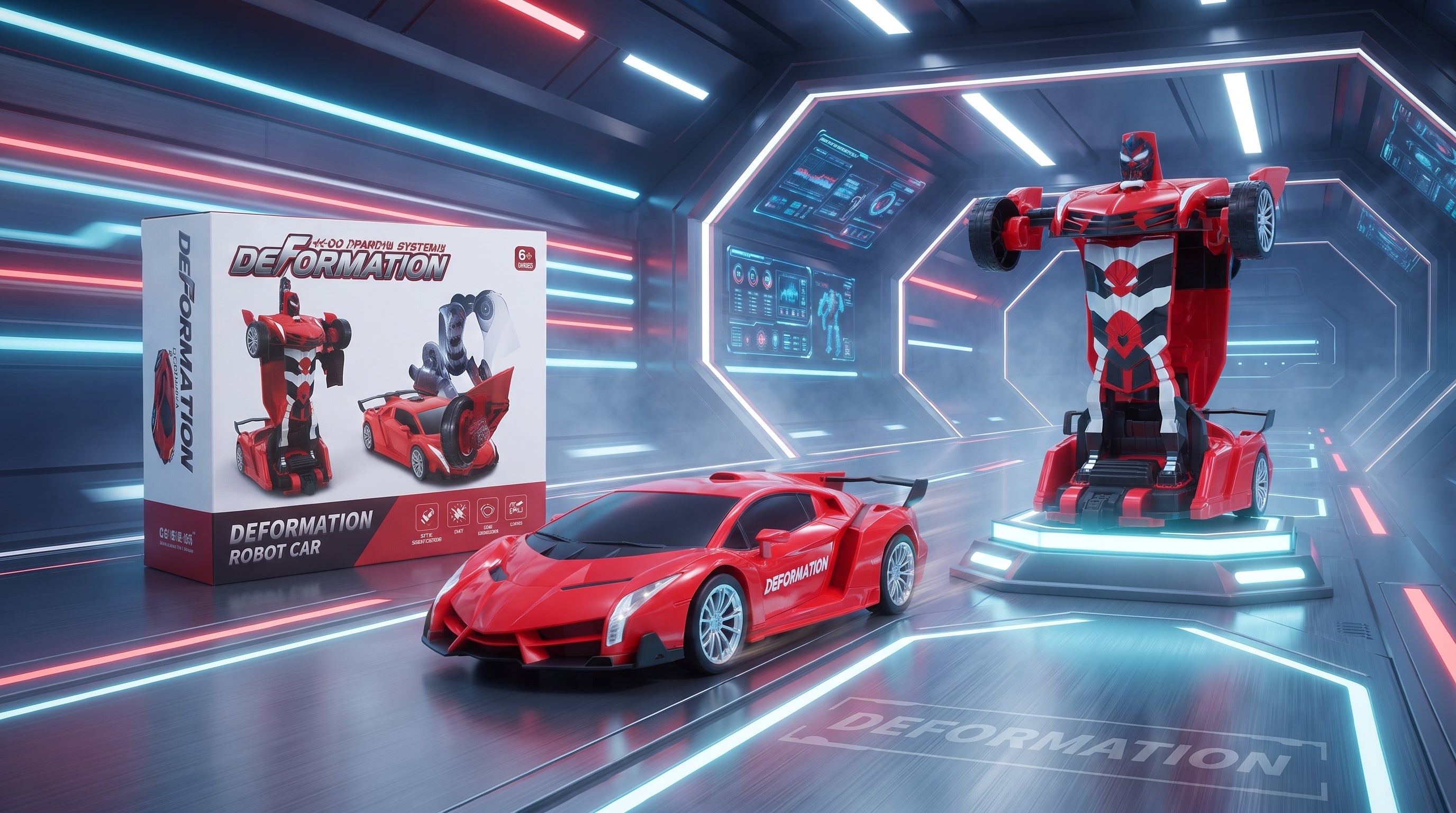 2.4G Remote Control Transforming Robot Car | One-Key Deformation RC Sports Car Toy for Kids