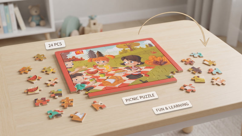 Picnic Puzzle for Kids — 24 Pieces Educational Learning & Problem-Solving Toy for Ages 3+ | Creative Kids Hub.pk
