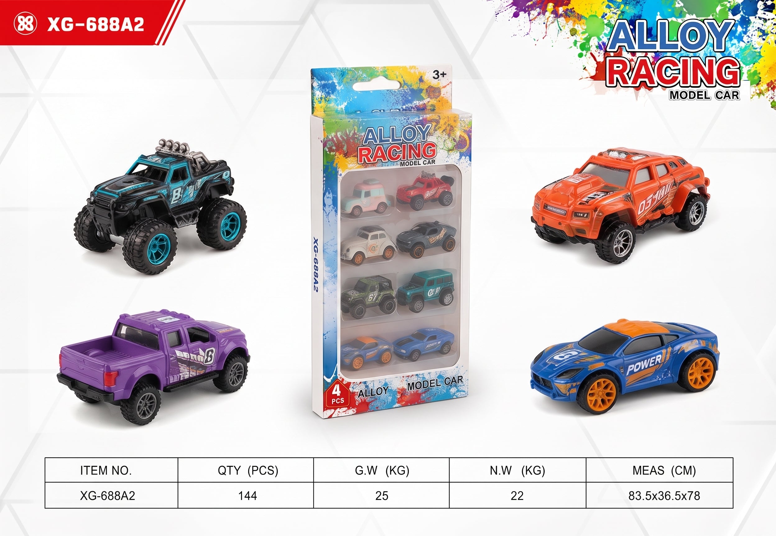 4PCS Alloy Racing Model Car Set – Colorful Die-Cast Toy Cars for Kids