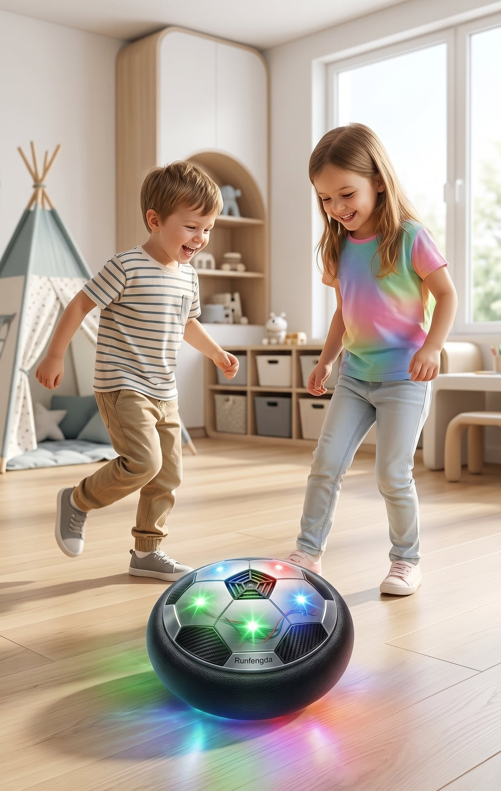 Runfengda Sport Hover Ball: Indoor LED Soccer Disc for Kids (Ages 3+)