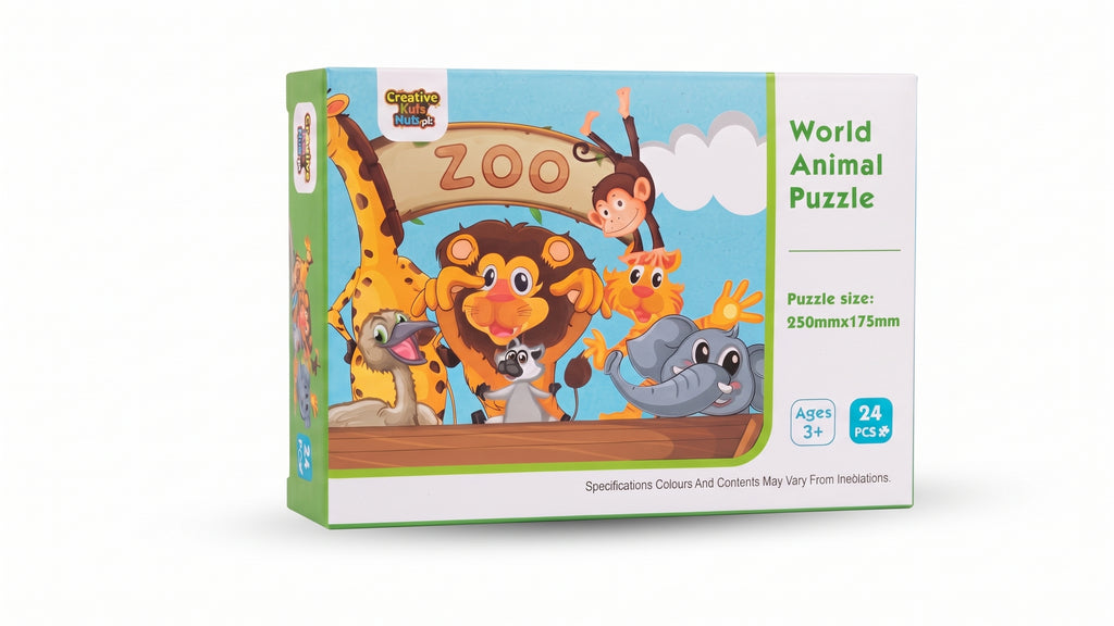 Creative Kids Hub.pk World Animal Puzzle - 24 PCS | Educational Zoo Theme Jigsaw for Kids Ages 3+