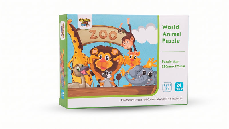 Creative Kids Hub.pk World Animal Puzzle - 24 PCS | Educational Zoo Theme Jigsaw for Kids Ages 3+