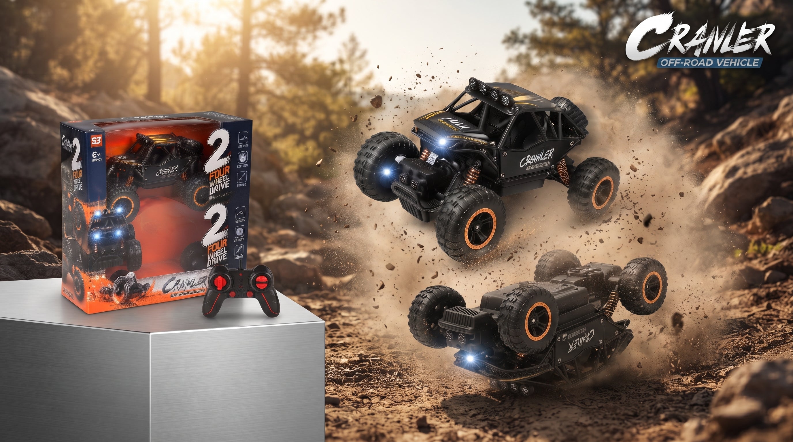 CRAZY Stunt Car 2.4GHz Remote Control | Double Side Drive RC Car with 360° Rotation & LED Lights