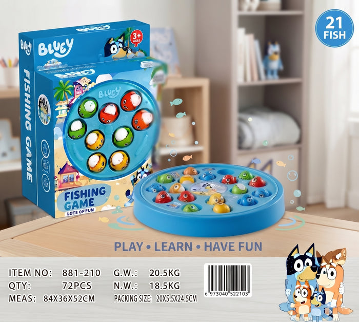 Bluey Rotating Fishing Game Toy with 21 Fish & Music – Fun Interactive Educational Board Game for Kids 3+ Years