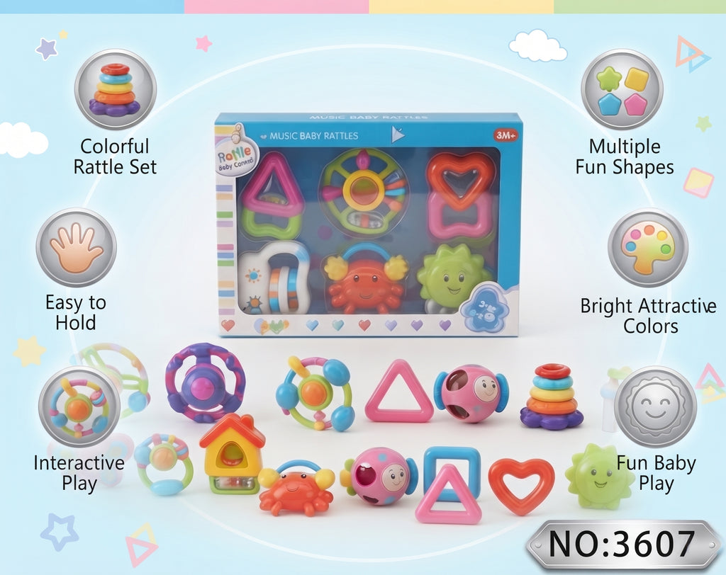 Music Baby Rattles Set NO:3607 – Colorful Infant Interactive Toy Collection