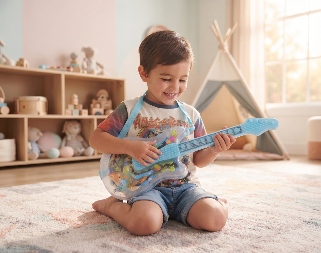 Kids Musical Guitar Toy – Transparent Underwater Design, Interactive Buttons, Strumming Details & Carry Strap for Boys and Girls