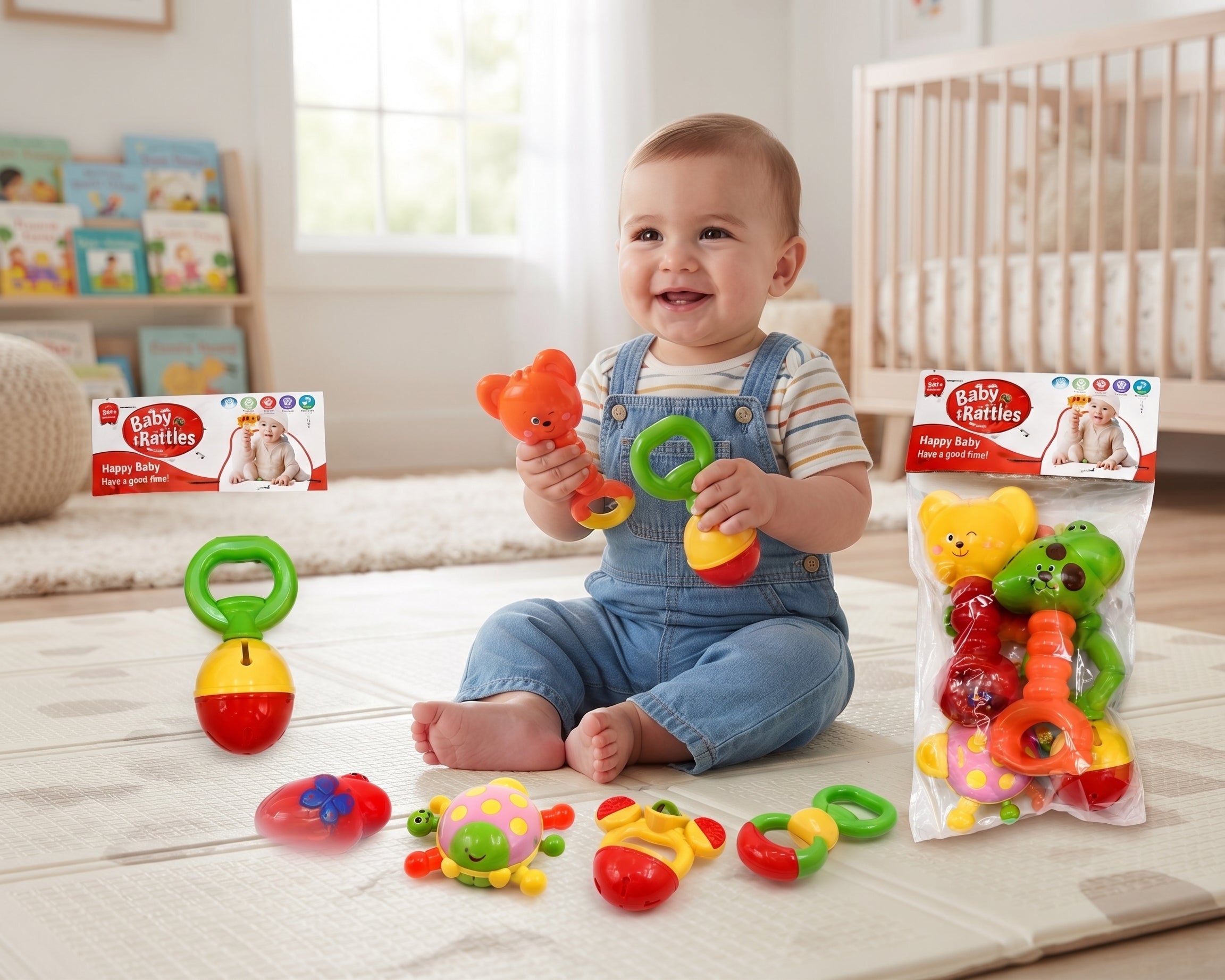 Colorful Baby Rattles Toy Set – Fun Sensory & Interactive Play Toys for Infants