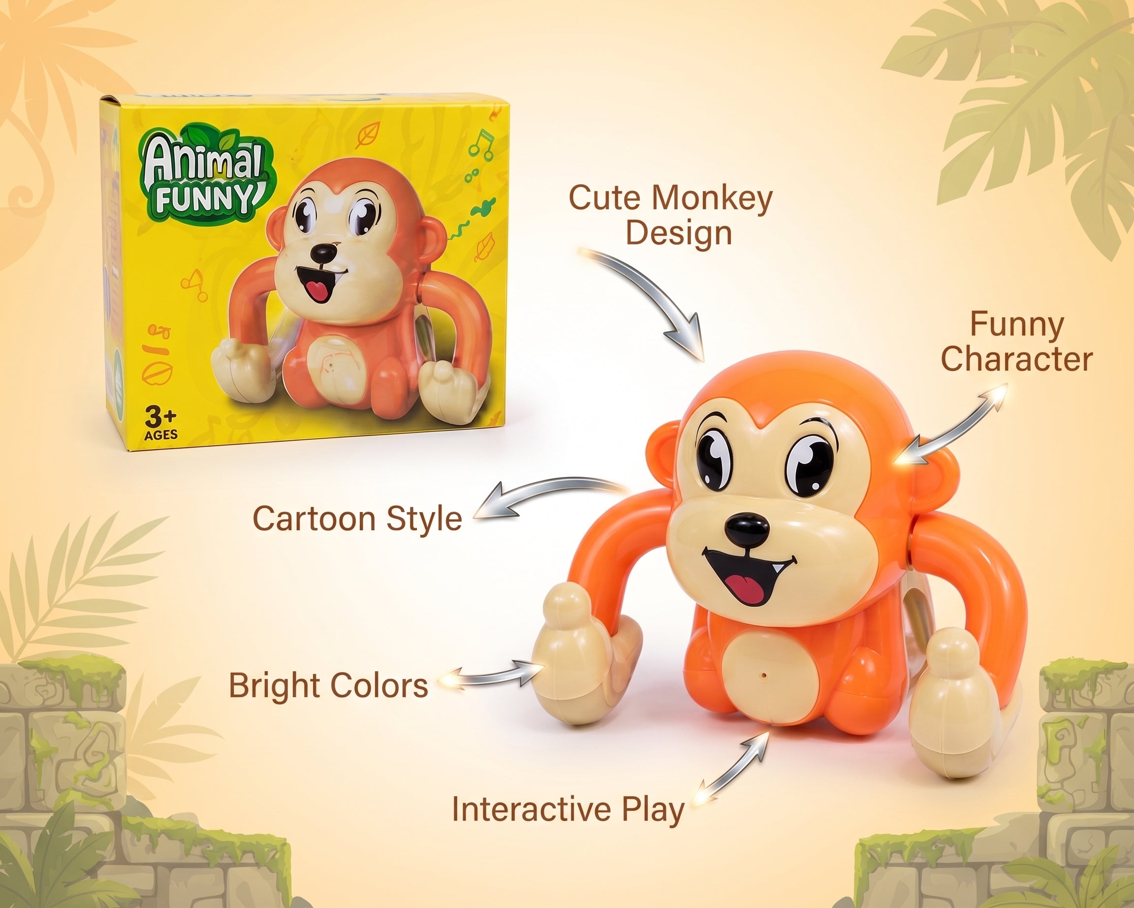 Animal Funny Monkey Toy for Kids – Cute Cartoon Animal Play Toy