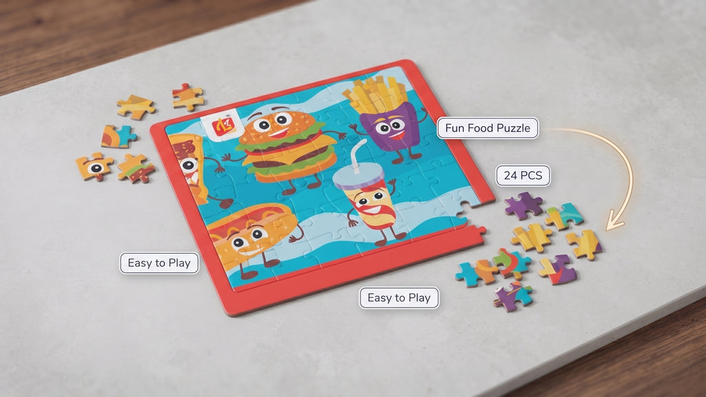 Food Puzzle for Kids — 24 Pieces Educational Learning & Problem-Solving Toy for Ages 3+