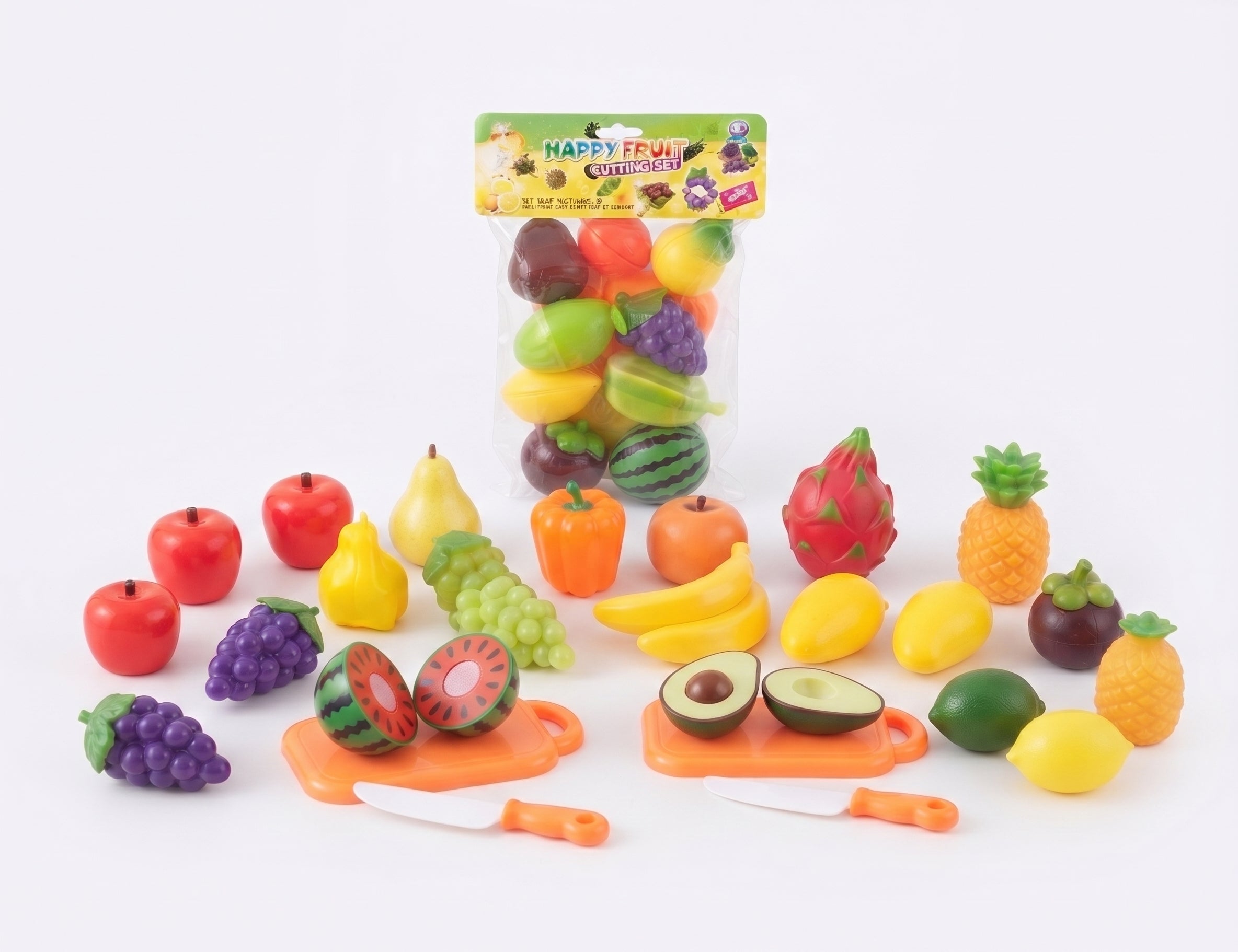24 PCS Happy Fruit Cutting Set – Pretend Play Kitchen Toy Set for Kids
