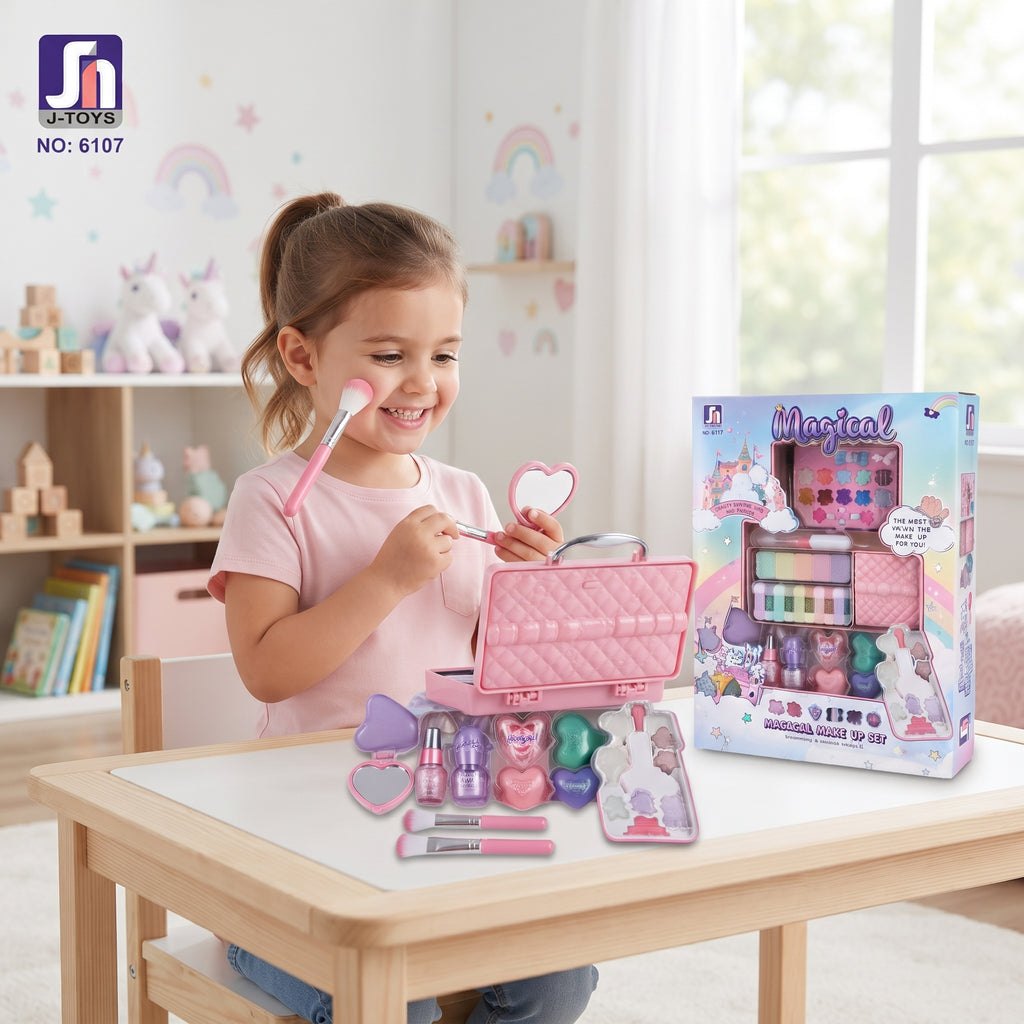 Magical Make Up Set for Kids | Portable Pretend Play Beauty Kit with Makeup Case & Accessories