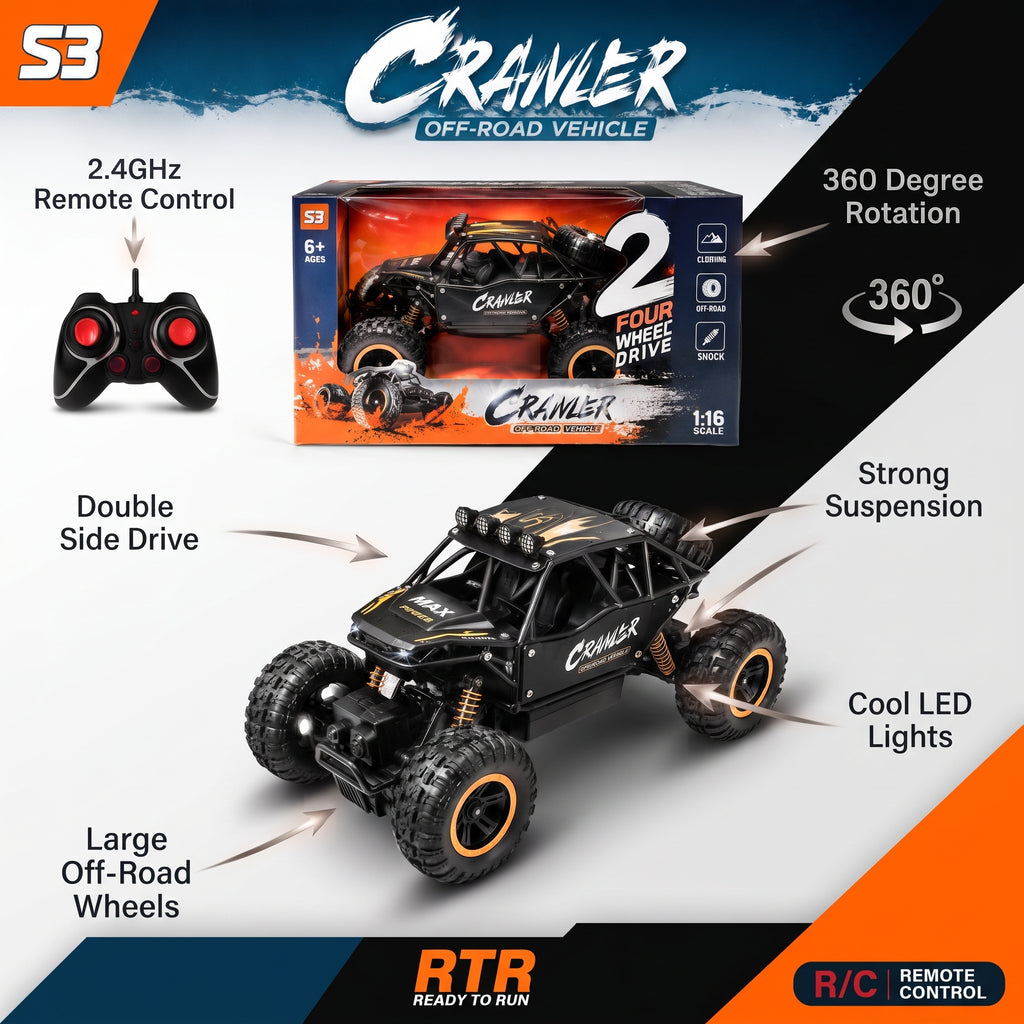CRAZY Stunt Car 2.4GHz Remote Control | Double Side Drive RC Car with 360° Rotation & LED Lights