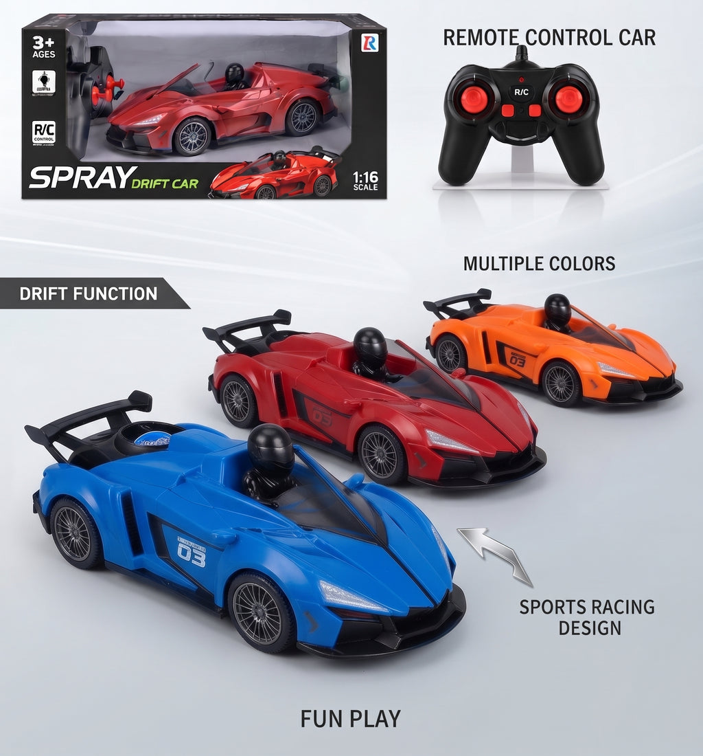 Remote Control Sports Racing Car Set – 1:16 Scale High-Speed RC Car with Controller and Display Box, Multi-Color Options (Blue/Orange)