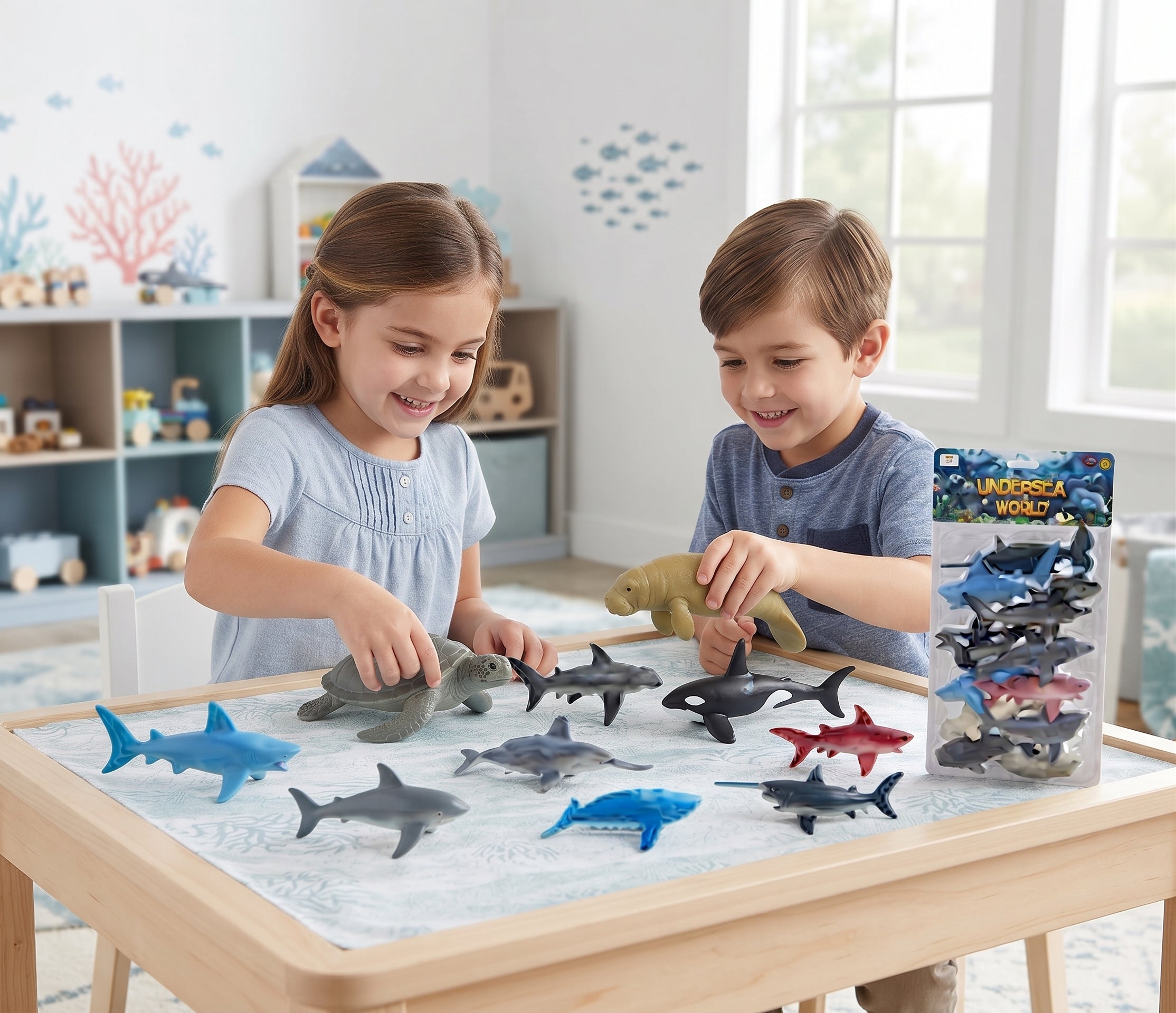 Undersea World Sea Animal Toy Set - 11-Piece Realistic Marine Life Action Figures Collection for Kids Ages 3+