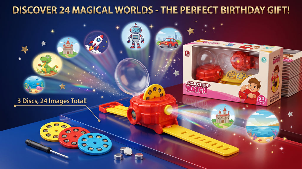 Kids Projection Watch | Cartoon Image Projector Watch with 3 Picture Discs