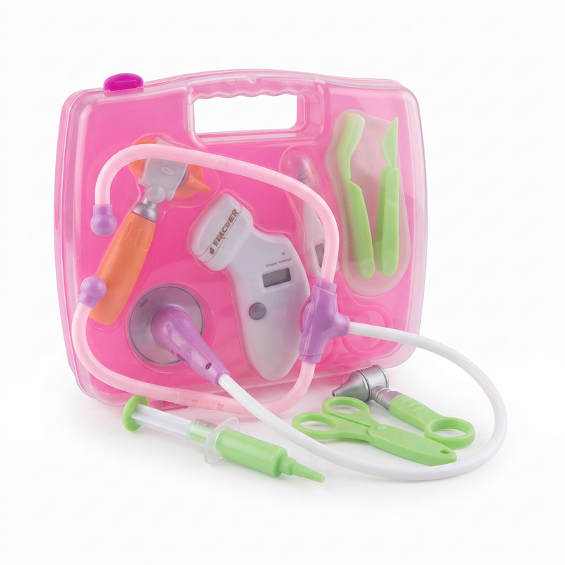 Doctor Pretend-Play Kit – Portable Pink Medical Case with Stethoscope & Tools